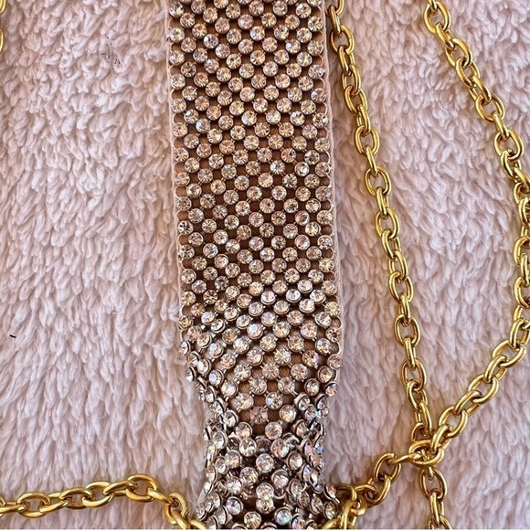 TASHA GOLD MESH RHINESTONE WRISTLET WITH CROSSBODY STRAP NWOT - Picture 7 of 8
